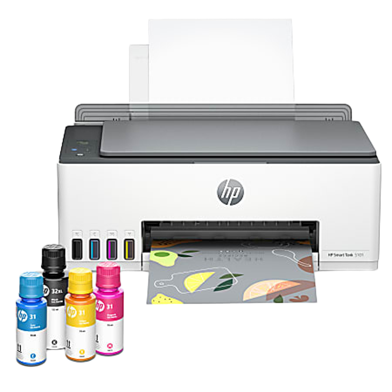 HP Smart Tank 5101 Wireless All-in-One Ink Tank Printer, Scanner, Copier with 2 years of ink included, Best for home, Refillable ink tank (1F3Y0A)
